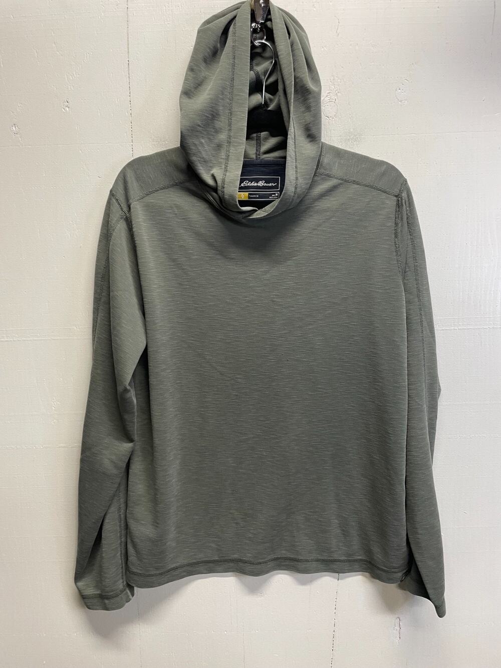 Eddie Bauer Men's Lightweight Long Sleeve Hooded Shirt Size Medium Sage Green